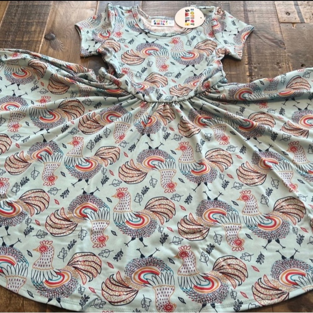 Dot Dot Smile Chicken Cap sleeve twirl dress new
